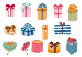 geschenkdoos object collectie met ribbon.vector illustratie voor icon,sticker,printable.editable element vector