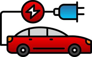 elektrisch auto lijn gevulde helling icoon vector