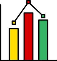 statistieken lijn gevulde helling icoon vector