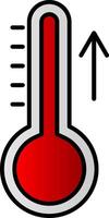 stijgende lijn temperatuur lijn gevulde helling icoon vector