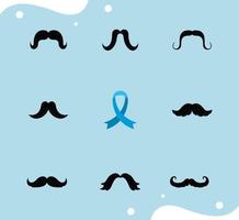 negen happy movember-pictogrammen vector