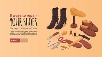 schoenen reparatie productie banner vector