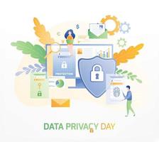 privacy dag platte samenstelling vector