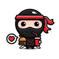 schattig ninja mascotte karakterontwerp vector