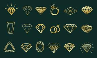 luxe-diamant-pictogram-set-vector-sjabloonontwerp vector