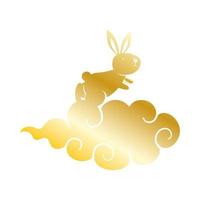 gouden konijn in wolken midden herfst icoon vector