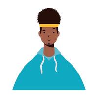 afro etnische man met sportkleding karakter icoon vector