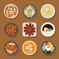 negen Koreaanse voedselpictogrammen vector