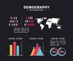 demografie infographic zes pictogrammen vector