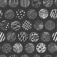 vector moderne zwart-wit naadloze achtergrond met hand getrokken abstracte ronde elementen, doodles. gebruik het voor behang, textielprint, patroonvulling, web, textuur, inpakpapier, ontwerppresentatie