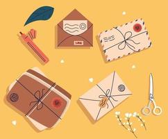 zes pictogrammen voor postdiensten vector