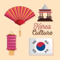 korea cultuur vier iconen vector