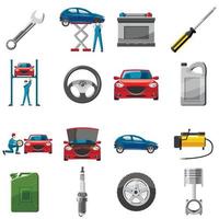 auto service pictogrammen instellen in cartoon stijl vector