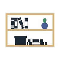 plank met boeken en cactus kamerplant kantoorinrichting vector