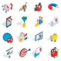 marketing iconen set, isometrische 3D-stijl vector