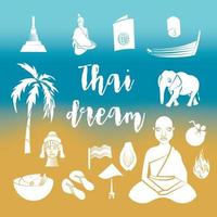 Thailand iconen set, eenvoudige stijl vector