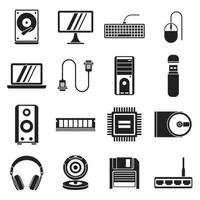 computer iconen set, eenvoudige stijl vector