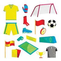 voetbal iconen set, cartoon stijl vector