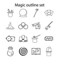 magische iconen set, Kaderstijl vector