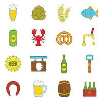 bier iconen set, pop-art stijl vector