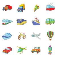 vervoer iconen set, cartoon stijl vector