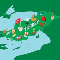 Turkije kaart, isometrische 3D-stijl vector