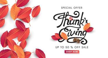 thanksgiving day verkoop banner achtergrond vector