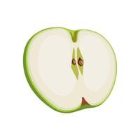 sappig en gezond groen dun plak van appel geïsoleerd Aan wit achtergrond. vector gesneden fruit illustratie in vlak stijl. zomer clip art voor ontwerp van kaart, banier, folder, uitverkoop, poster, pictogrammen