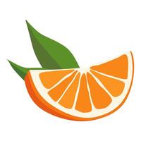 sappig en gezond rood voor de helft een oranje met groen bladeren geïsoleerd Aan wit achtergrond. vector fruit illustratie in vlak stijl. zomer clip art voor ontwerp van kaart, banier, folder, uitverkoop, poster, pictogrammen