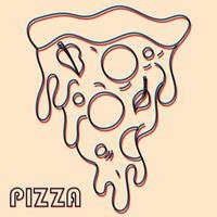 pizza. vector illustratie met risografie afdrukken effect