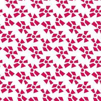 de patroon is abstract meetkundig roze driehoeken in de vorm van een bloem. driehoekig vorm van klein figuren met een kern Aan een wit achtergrond. gemakkelijk chaos in een naadloos textuur. meetkundig bloemen vector