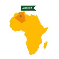 Algerije Aan een Afrika s kaart met woord Algerije Aan een vlagvormig markeerstift. vector geïsoleerd Aan wit achtergrond.