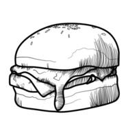 Hamburger lijn kunst vector schets voedsel illustratie