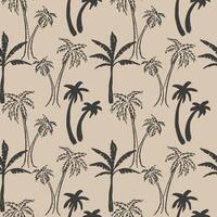 palmen boom naadloos patroon herhalen achtergrond hand- getrokken vector illustratie. tropisch motief, oerwoud bloemen sier- achtergrond, boho stijl, exotisch gevormde ornament voor textiel, inpakken, kaart