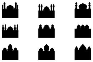 gemakkelijk moskee gebouw icoon reeks vector