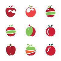 vector hand- getrokken appel fruit reeks icoon illustratie.