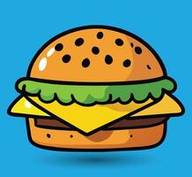 hand- getrokken hamburger vector illustratie. hamburger met sappig rundvlees.