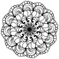 elegant tekening mandala met ronde bloemblaadjes en gemakkelijk krullen, meditatief zen kleur bladzijde voor creativiteit vector