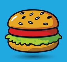 hand- getrokken hamburger vector illustratie. hamburger met sappig rundvlees.