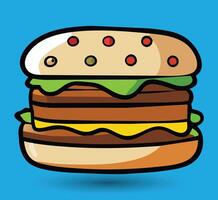hand- getrokken hamburger vector illustratie. hamburger met sappig rundvlees.