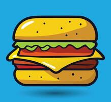 hand- getrokken hamburger vector illustratie. hamburger met sappig rundvlees.