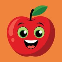 glimlachen appel met ogen schattig grappig appel fruit tekenfilm stijl vector ontwerp illustratie