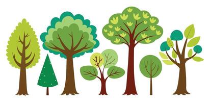 hand getekend bomen verzameling set, illustratie vector voor infographic of andere toepassingen