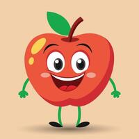 glimlachen appel met ogen schattig grappig appel fruit tekenfilm stijl vector ontwerp illustratie