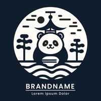 panda en restaurant logo modern gemakkelijk stijl schattig branding restaurant vector