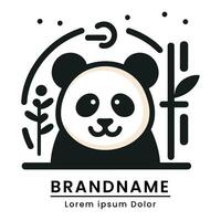 panda glimlach logo ontwerp schattig gemakkelijk en solide vector