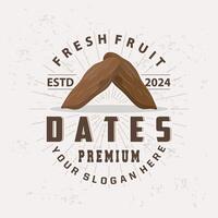 datum fruit logo, elegant minimalistische premie ontwerp, zoet datum fruit logo sjabloon illustratie vector