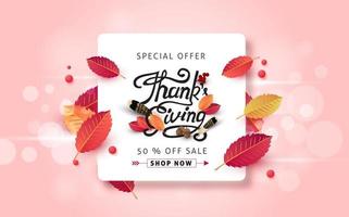 thanksgiving day verkoop banner achtergrond vector
