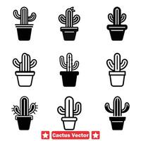 ai gegenereerd botanisch schoonheid elegant cactus silhouet reeks voor premie ontwerp ervaringen vector