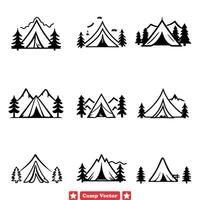 ai gegenereerd onder de sterren veelzijdig camping vector silhouetten illustreren buitenshuis excursies en camping pret